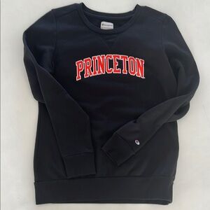 Champion Black Crew Neck Sweater with Orange Accents